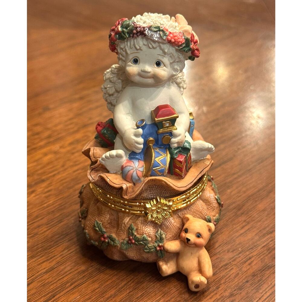 Vintage Dreamsycles Angel Trinket Box Hinged Present Christmas “Santa’s Bag”